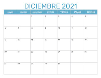 Previsualización del formato para el mes de Diciembre año 2021