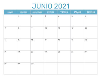 Previsualización del formato para el mes de Junio año 2021