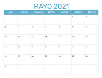 Previsualización del formato para el mes de Mayo año 2021