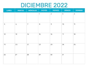 Previsualización del formato para el mes de Diciembre año 2022