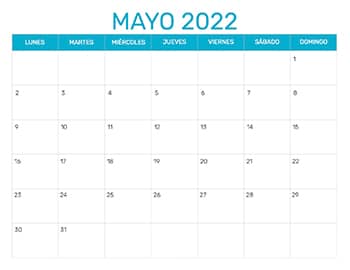 Previsualización del formato para el mes de Mayo año 2022