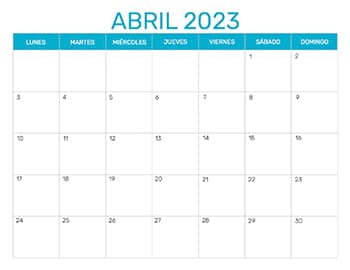 Previsualización del formato para el mes de Abril año 2023