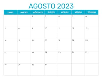 Previsualización del formato para el mes de Agosto año 2023
