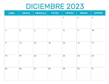 Previsualización del formato para el mes de Diciembre año 2023