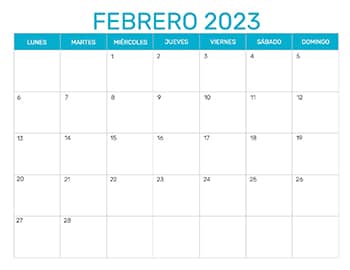 Previsualización del formato para el mes de Febrero año 2023