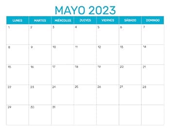Previsualización del formato para el mes de Mayo año 2023