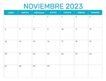 Previsualización del formato para el mes de Noviembre año 2023