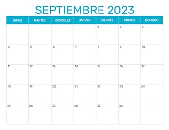 Previsualización del formato para el mes de Septiembre año 2023