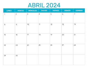 Previsualización del formato para el mes de Abril año 2024