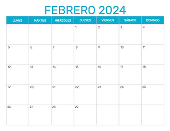 Previsualización del formato para el mes de Febrero año 2024
