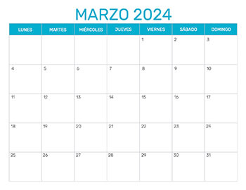 Previsualización del formato para el mes de Marzo año 2024