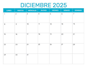 Previsualización del formato para el mes de Diciembre año 2025