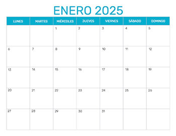 Previsualización del formato para el mes de Enero año 2025