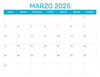 Previsualización del formato para el mes de Marzo año 2025