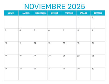 Previsualización del formato para el mes de Noviembre año 2025