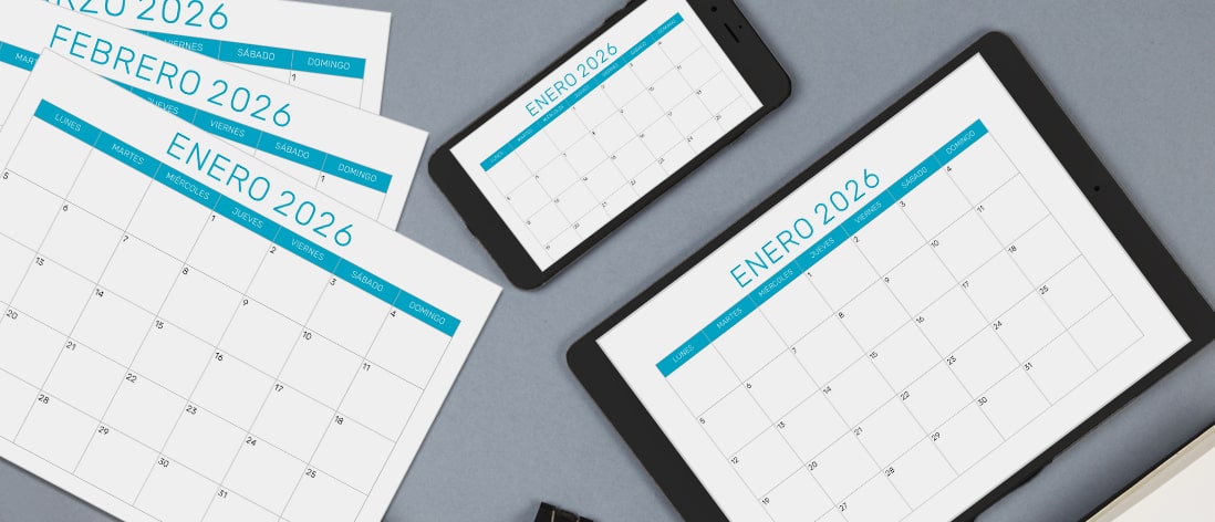 Calendario mensual 2026 para imprimir en PDF