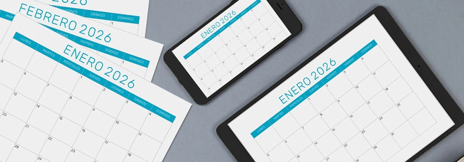 Calendario mensual 2026 para imprimir en PDF