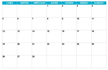 Calendario mensual febrero 2029 para descargar e imprimir en PDF y JPG