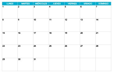Calendario mensual octubre 2029 listo para imprimir y utilizar en casa o la oficina
