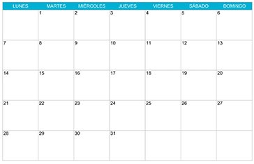 Calendario mensual octubre 2030 listo para imprimir y utilizar en casa o la oficina