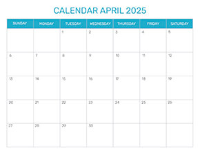 Preview of the format for the month of April 2025
