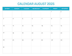 Preview of the format for the month of August 2025