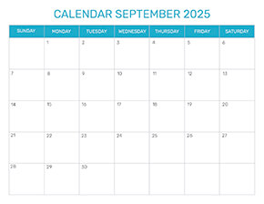 Preview of the format for the month of September 2025