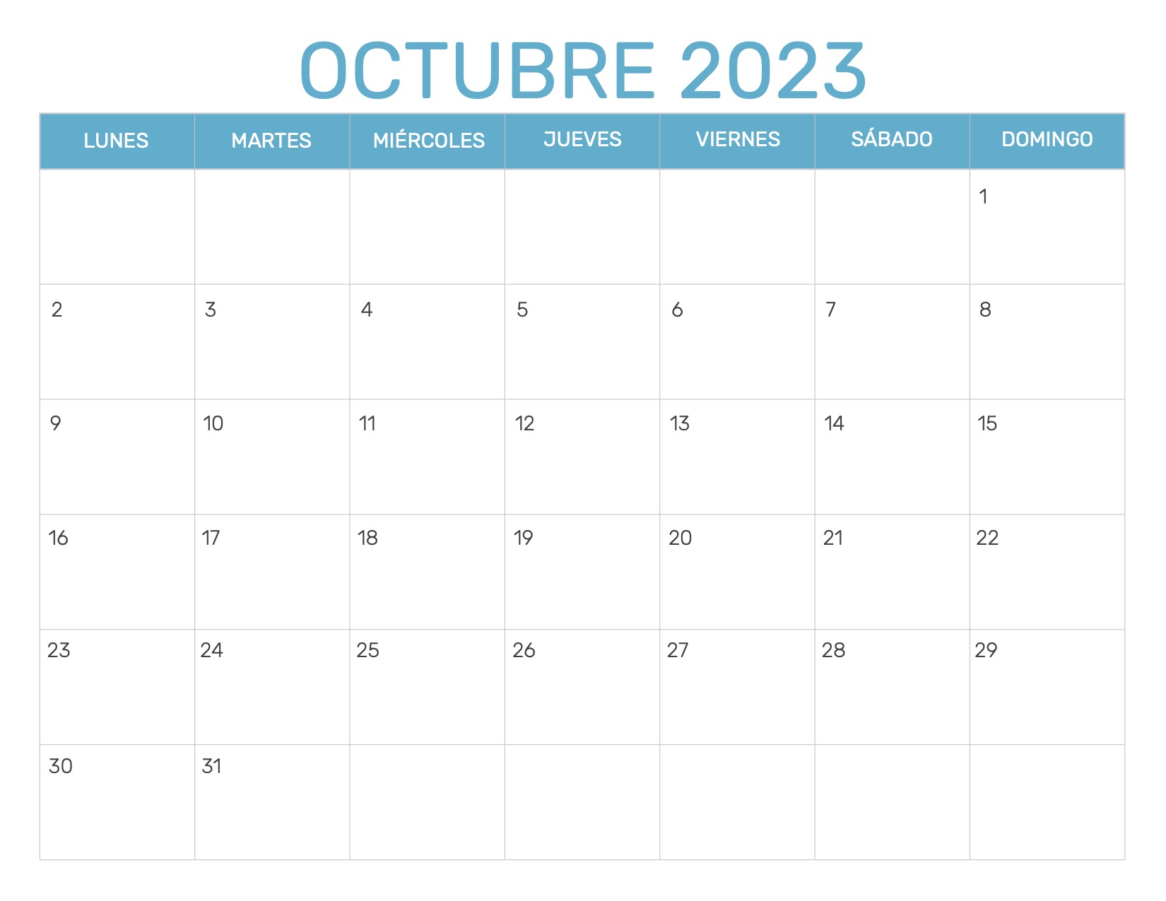 Calendario Mensual para Imprimir Año 2023