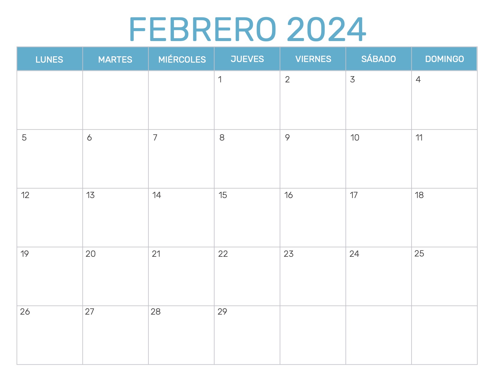 Calendario Mensual para Imprimir Año 2024