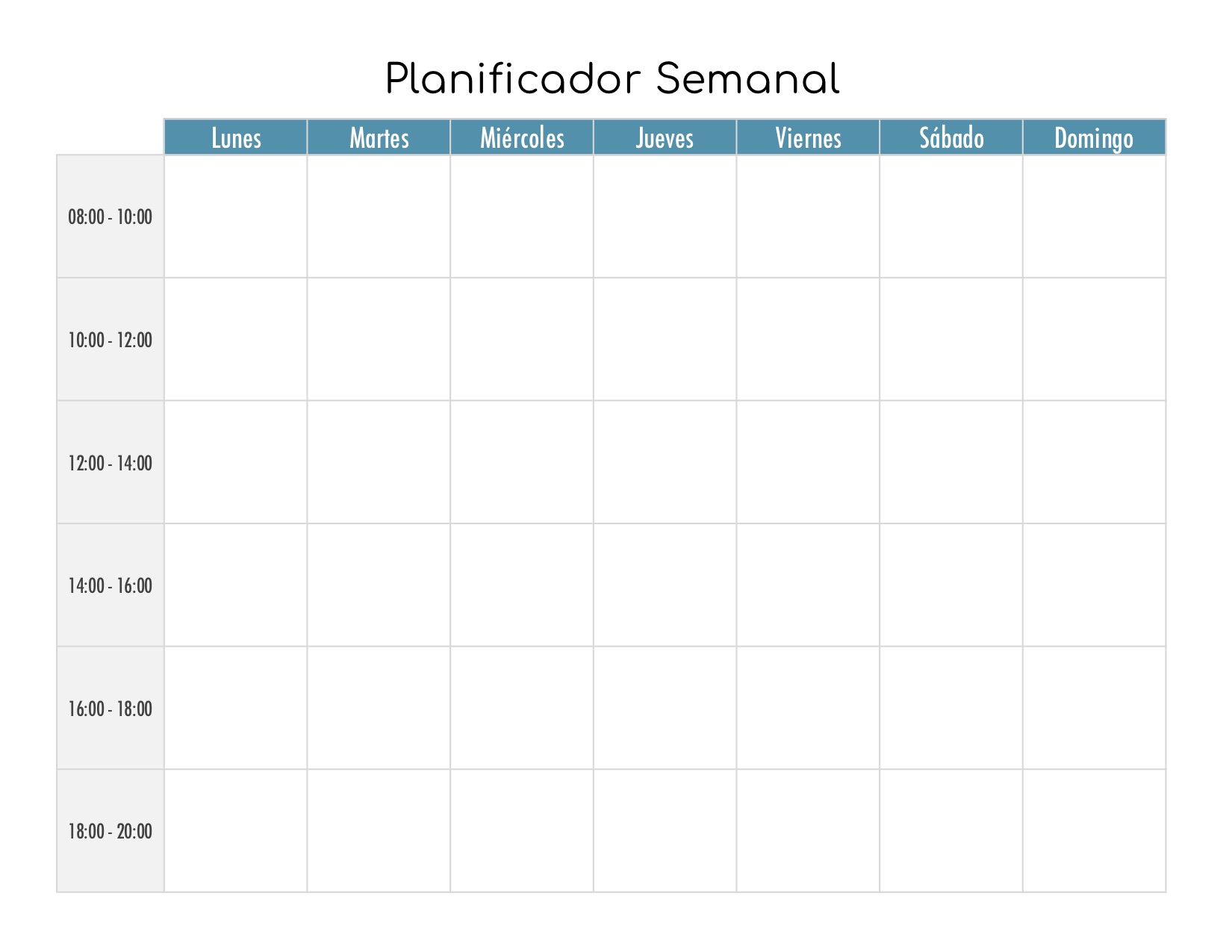 plantilla de calendario semanal de lunes a domingo