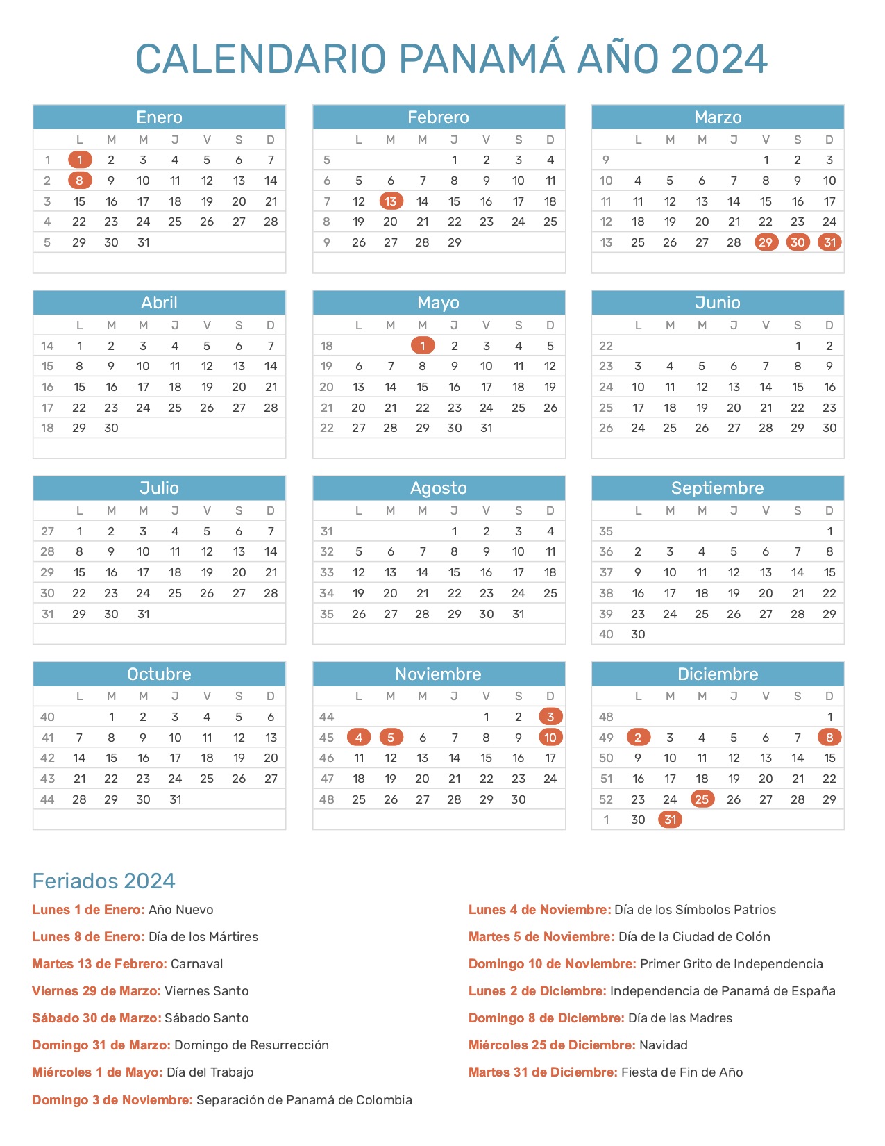 Calendario Festivos Panama 2024 Kippy Merrill